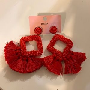 never worn red womens earrings